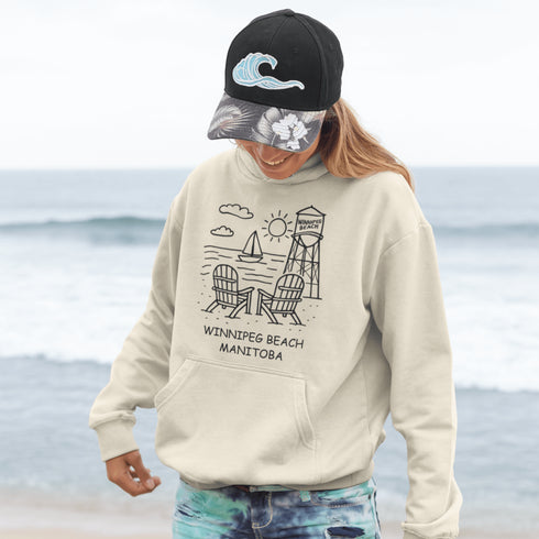 Cozy up in coastal charm with our Winnipeg Beach Doodle Hoodie, inspired by the laid-back vibe of one of Manitoba’s most beloved lakeside getaways.